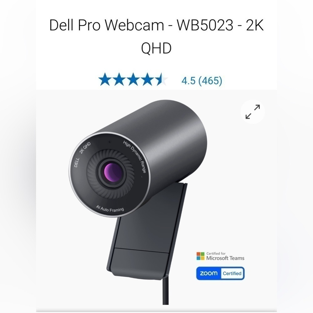 Dell Pro Webcam - WB5023 - 2K QHD